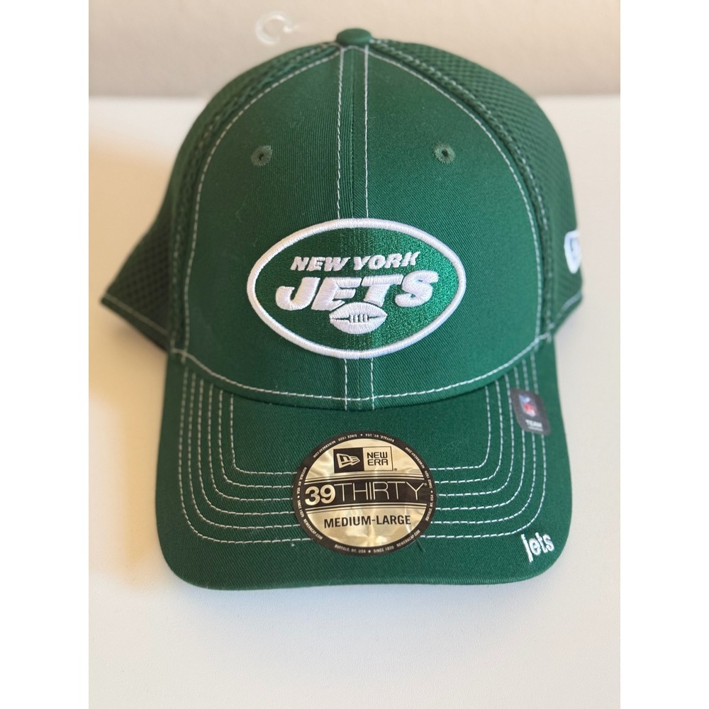New Era 39THIRTY New York Jets Hat Mens Medium-Large Green NFL Mesh Stretch Fit